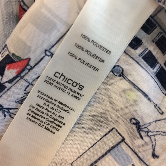 CHICO'S sheer blouse city theme 3/4 sleeve tunic - Picture 7 of 8